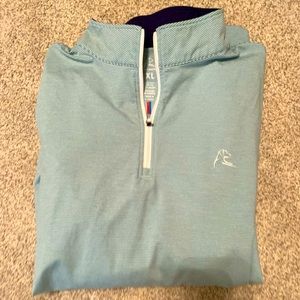 Rhoback XL 1/4 zip - green with white stripes